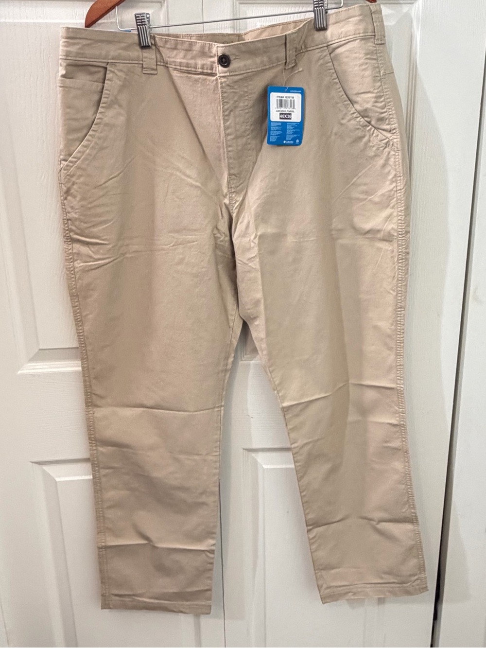 Columbia Mens Active Fit Pants 40W x 30L Ancient Fossil Khaki Stretch Straight